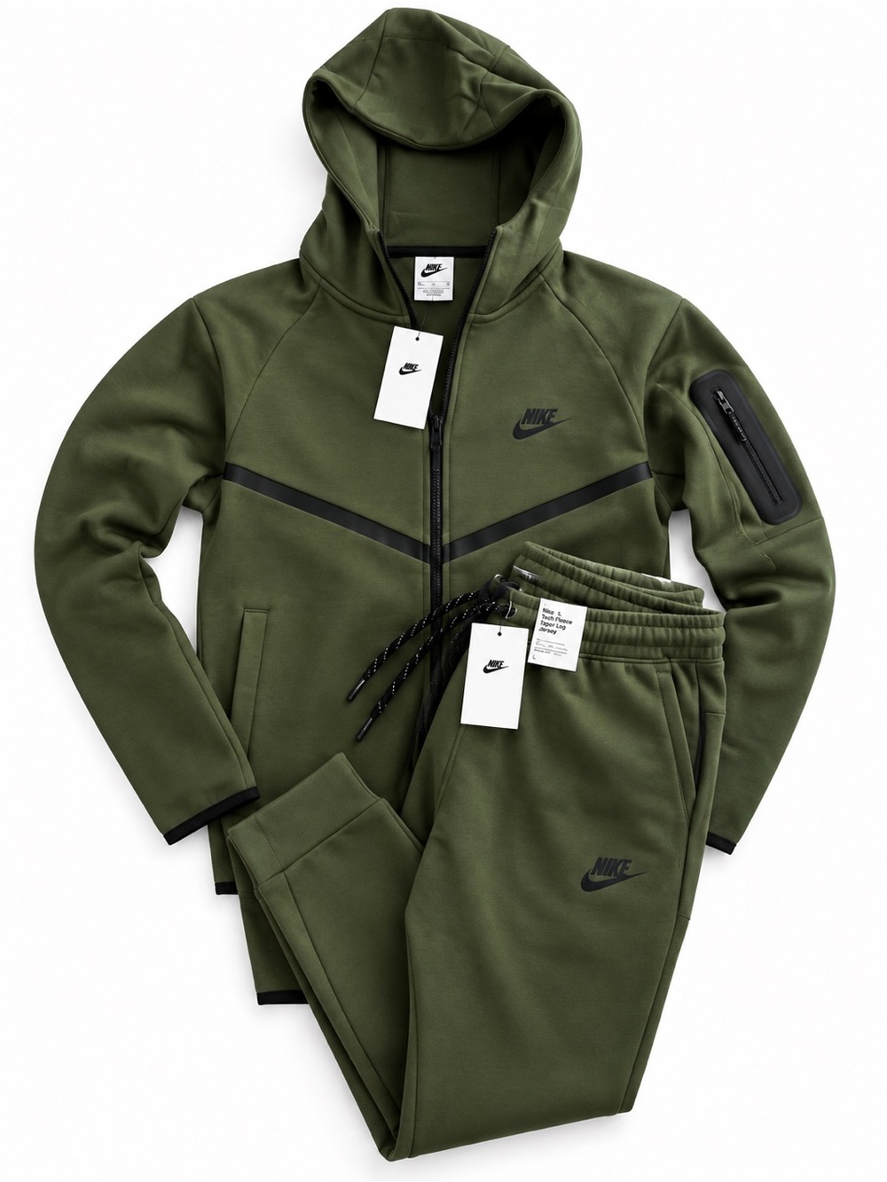 Nike Olive Green Tech Fleece Hoodie & Joggers Set